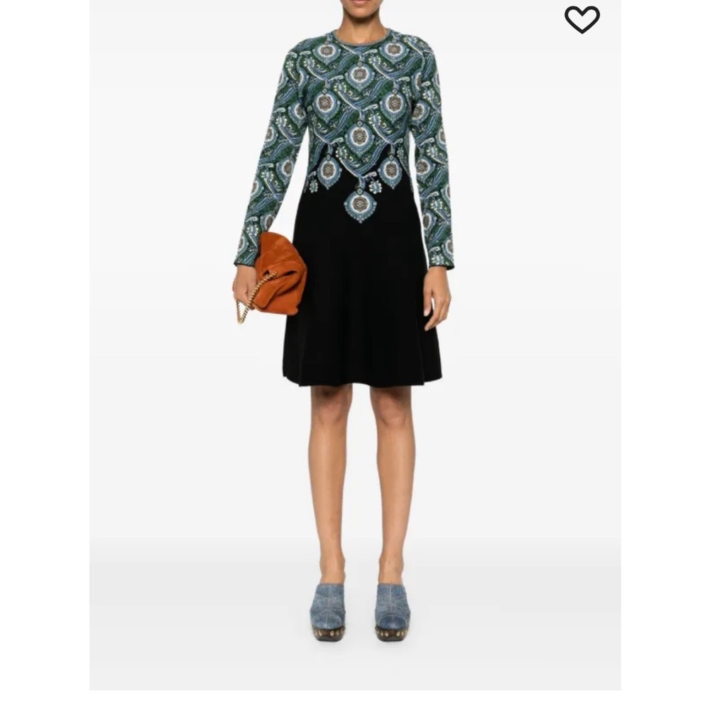 Etro Black and Green Patterned Dress